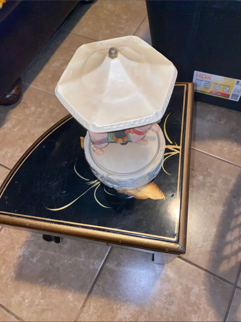 Rare Vintage Carousel music box, pig rotates while playing the song 